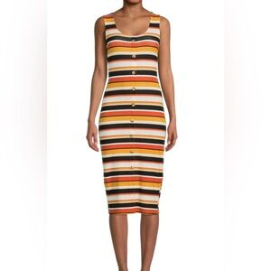 No boundaries striped ribbed bodycon midi dress S